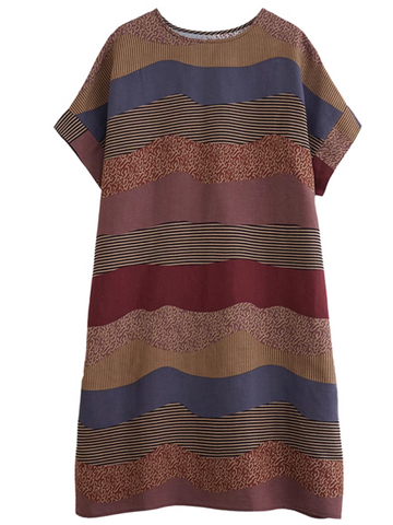 A Brush with Fashion Loose Mid-Length Striped A-Line Dress