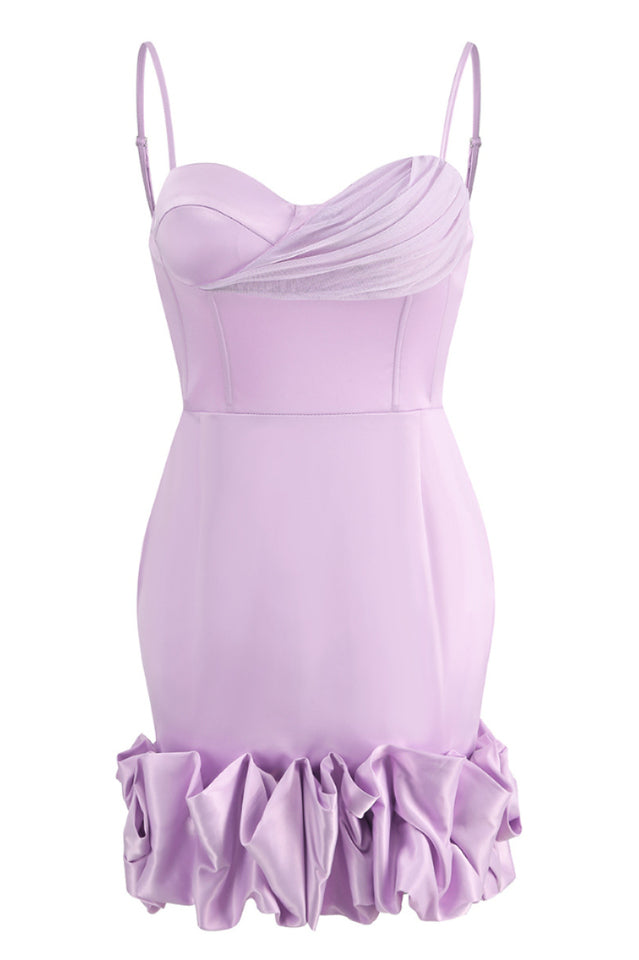 Draped Ruffle Mini Bustier Dress