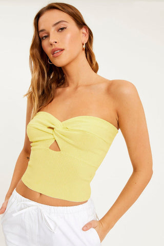 Merlaine Strapless Knotted Knit Crop Top