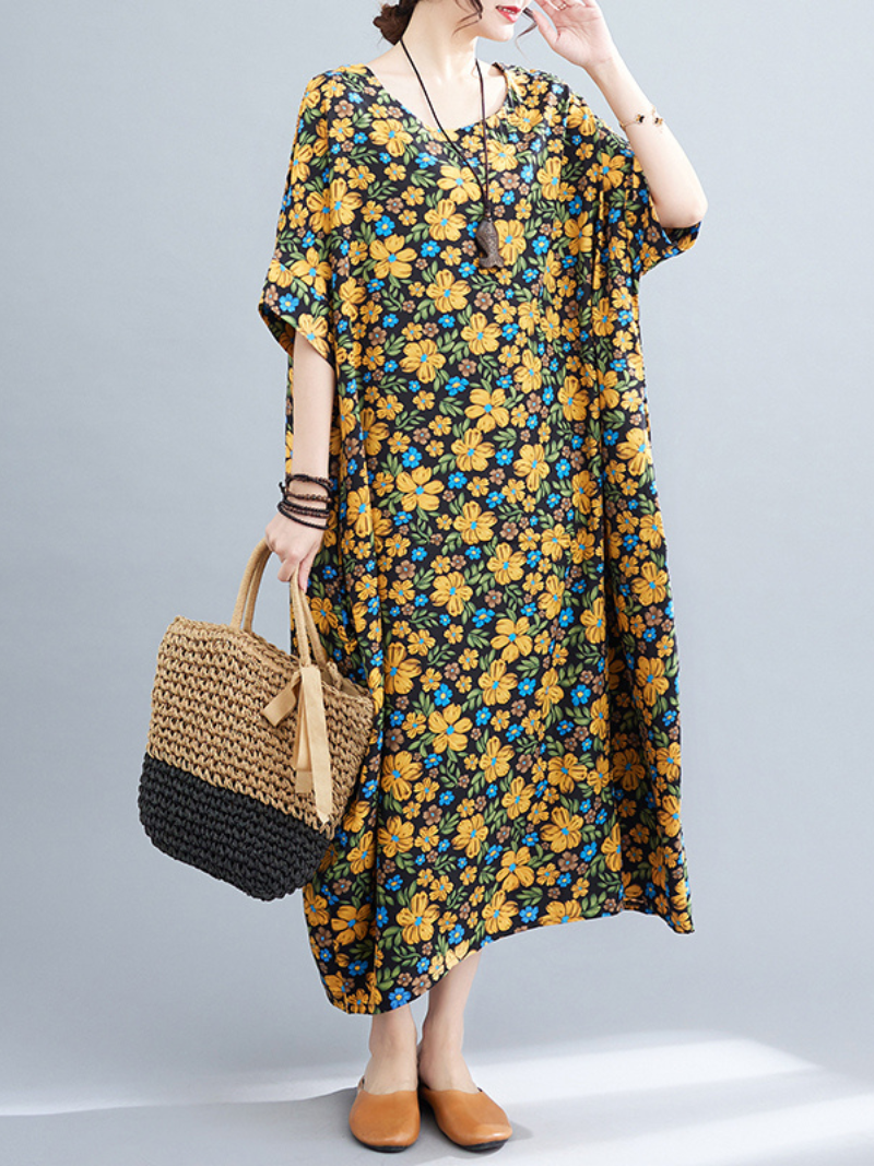 Live The Moment Round Neck Kaftan Dress