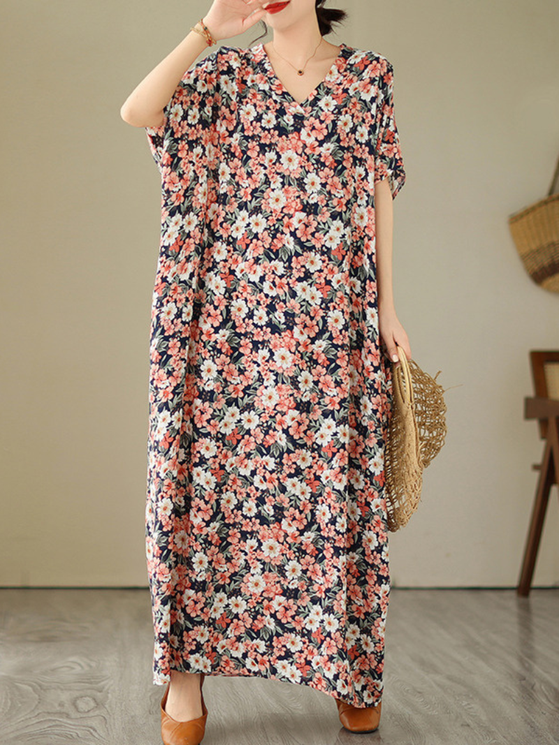 Found You Better Cotton V-neck Kaftan Dress