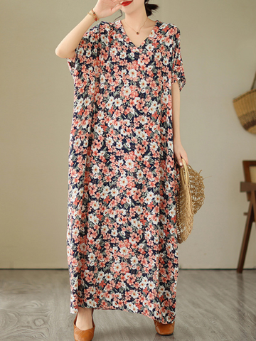 Found You Better Cotton V-neck Kaftan Dress