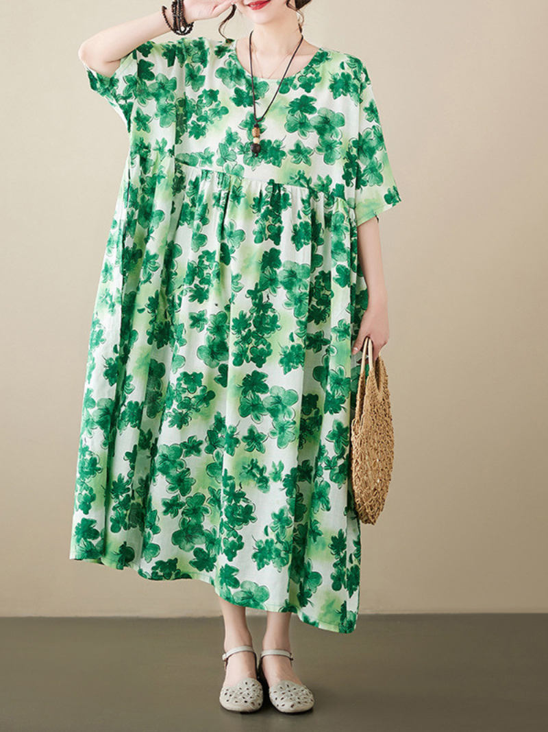 Goodthreads Floral Print Round Neck Smock Dress