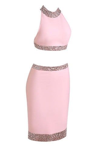 Bliss Halter Glitter Cocktail Dress Set