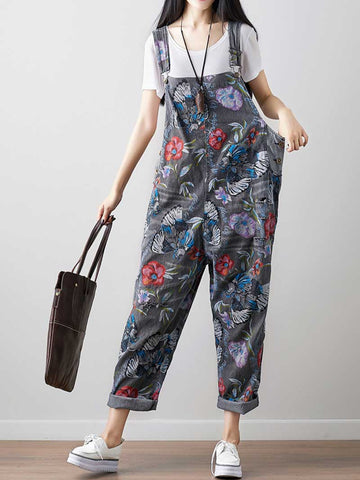 Follow Your Heart Printed Denim Overall Dungarees