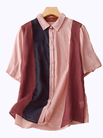 Everday Short-Sleeve Button-Up Shirt top