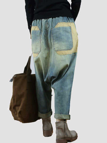 Stay Happy Patch Denim Baggy Pant