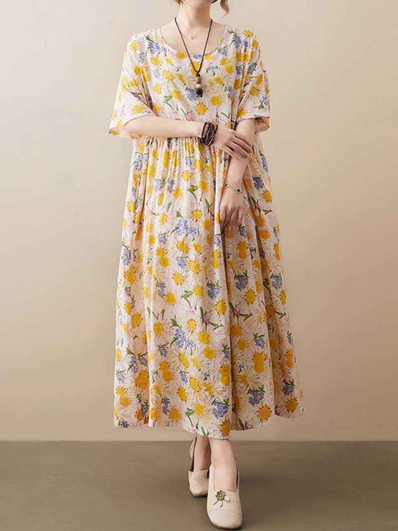 Goddess You Floral Printed Smock Dress