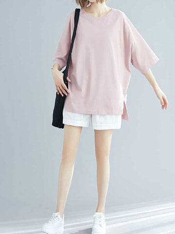 Foggy Day Round Neck Plain Top