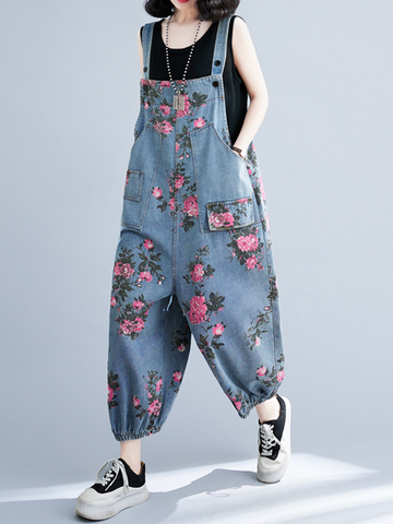 Hey Denim High Waist Loose Baggy Dungarees