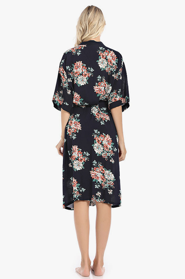 Long Sleepwear Sexy Cotton Print Robe