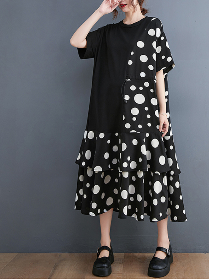 Look At The Stars Round Neck A-line Dress