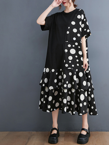 Look At The Stars Round Neck A-line Dress