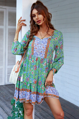 Bohemian Tassel Tie Tiered Dress