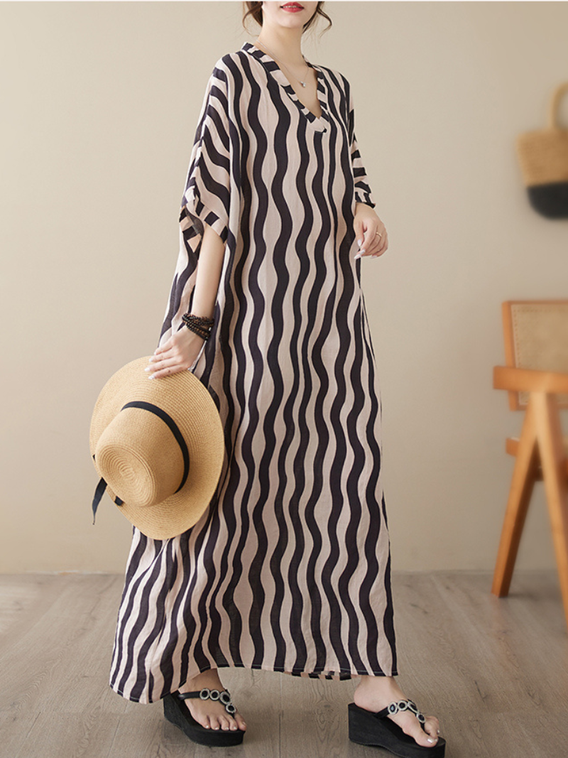 Daily Ritual Round Neck Bat Sleeves Kaftan Dress