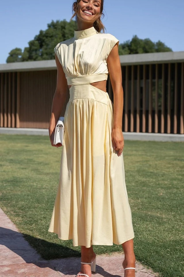 Cutout Waist Midi Dress