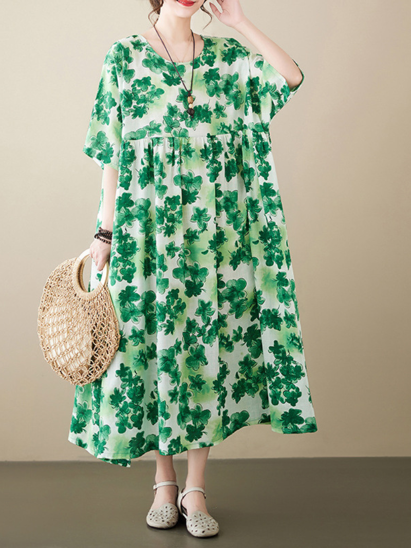 Goodthreads Floral Print Round Neck Smock Dress