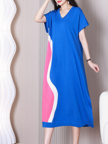 Look At The Sky V-neck Midi Dress