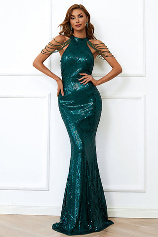 Halter Neck Sequin Mermaid Prom Dress