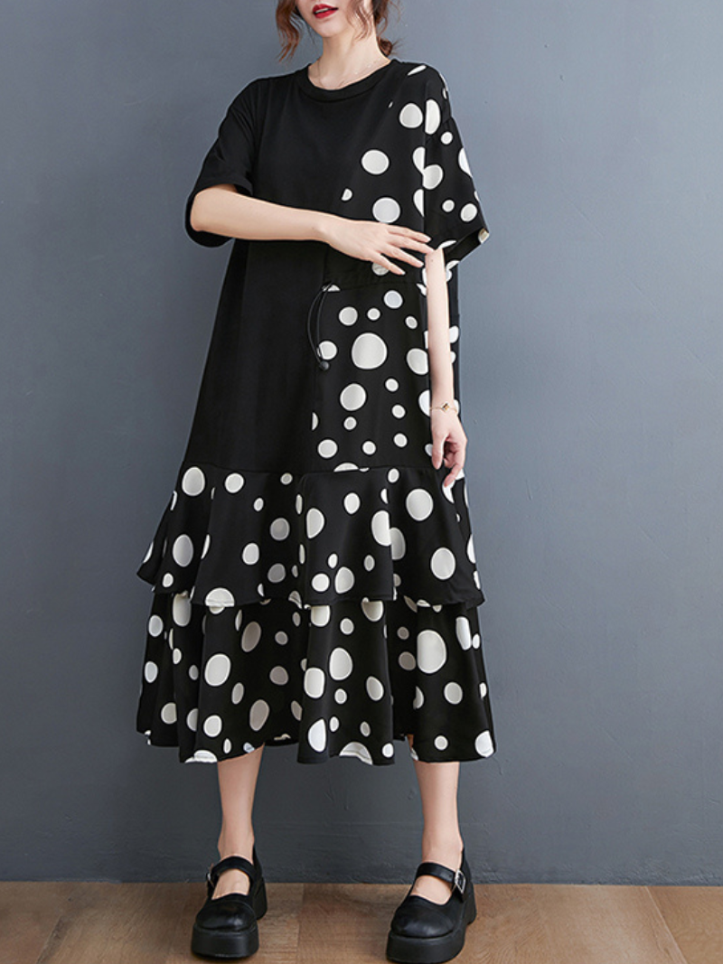 Look At The Stars Round Neck A-line Dress