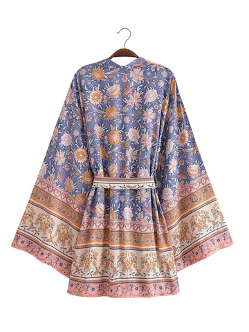 Just My Type Cotton Floral Short Kimono Jacket