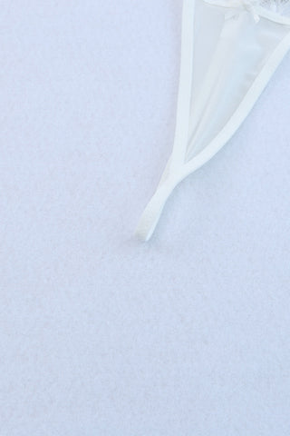 3Pcs Lace Mesh Lingerie Set With Feather Garter Belt