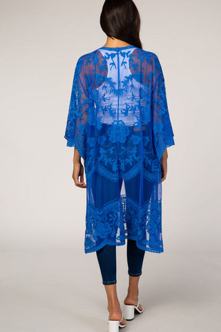 Hollow Out Lace Kimono Cover Up