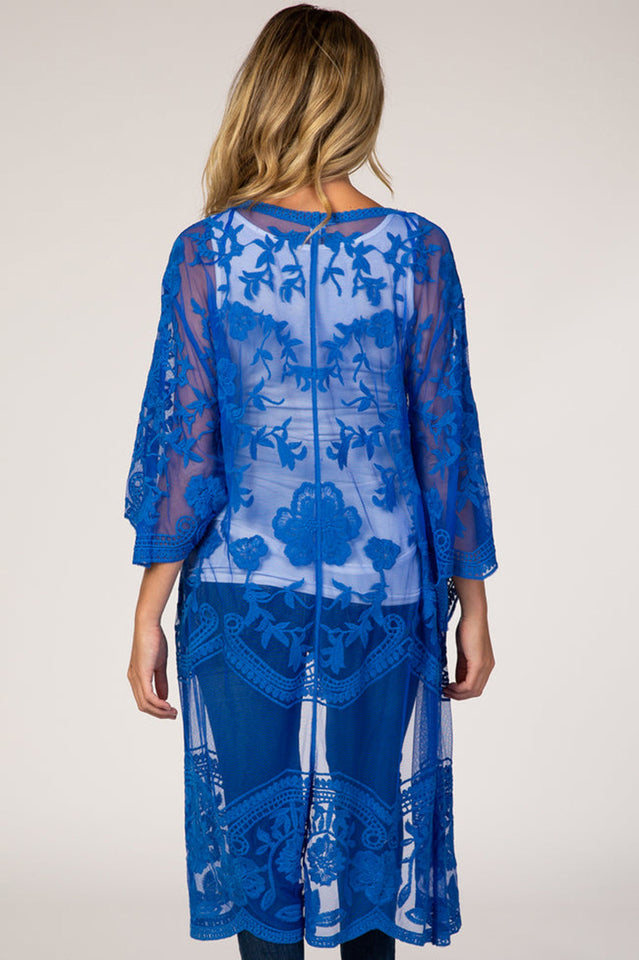 Hollow Out Lace Kimono Cover Up