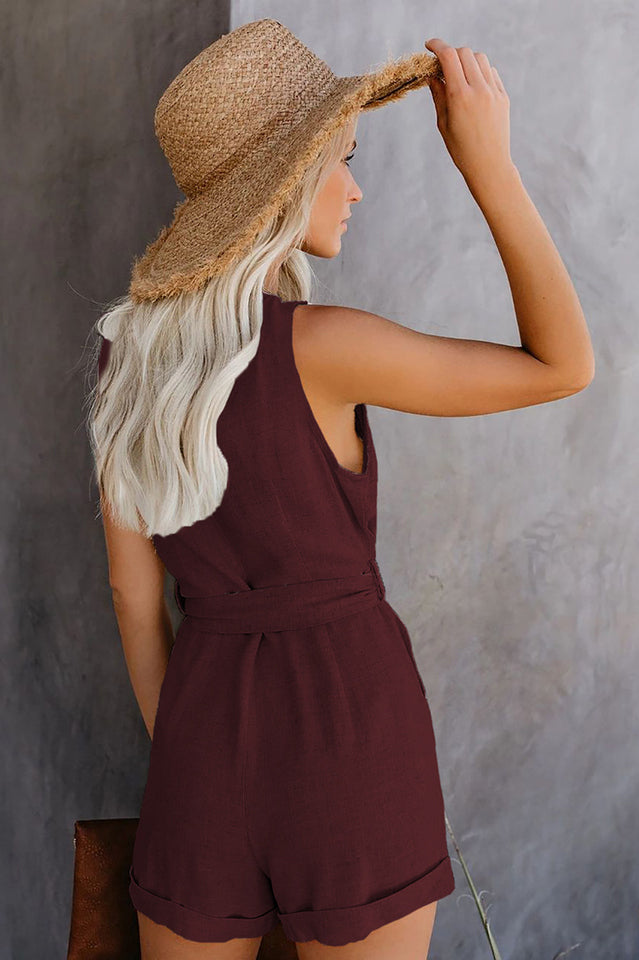 Front Tie Knot Solid Romper