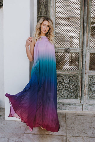 Bohemian Backless Beach Gradient Halter Dress