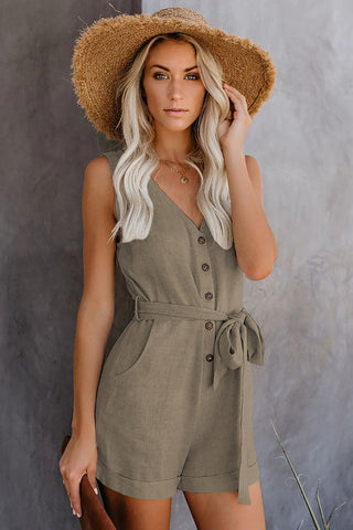 Front Tie Knot Solid Romper