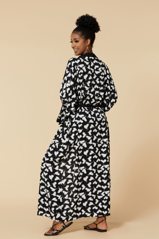 Print Belted Kimono Dress