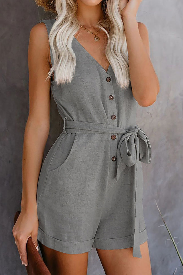 Front Tie Knot Solid Romper