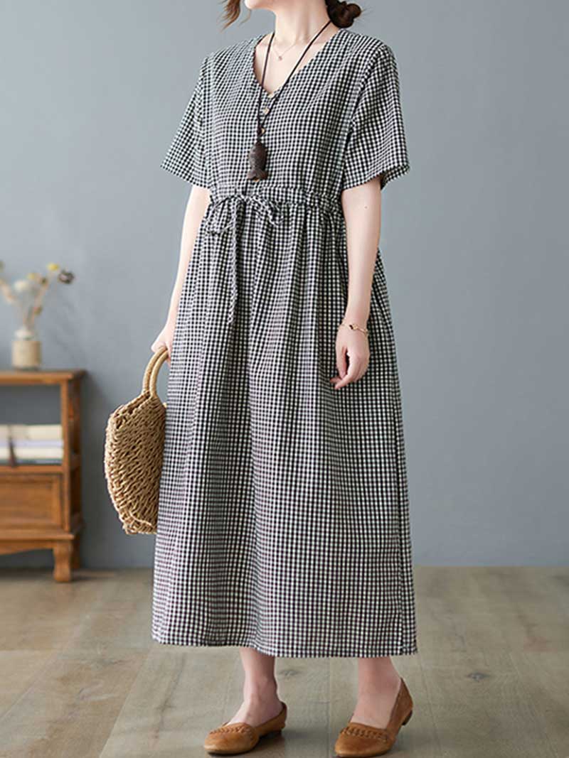 Hey Woman Small Plaid Cotton Smock Dress