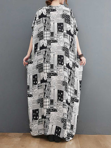 Look At Me Black & White Printed Kaftan Dress