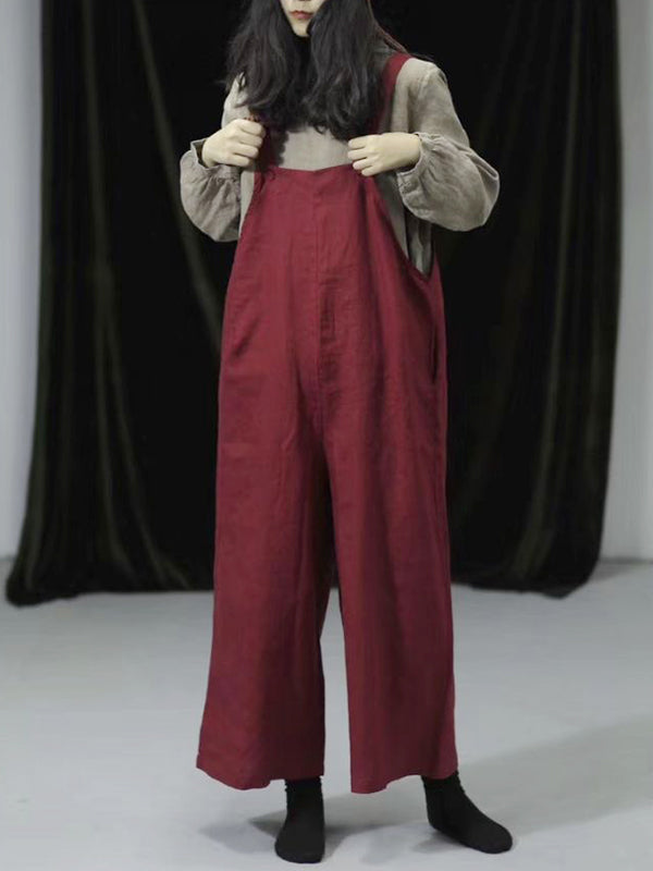 Jewel Cotton Wide-Legged Overall Dungarees(USA ONLY)