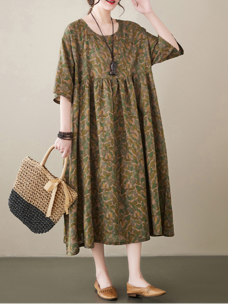 Ever-Pretty Round Neck Smock Dress