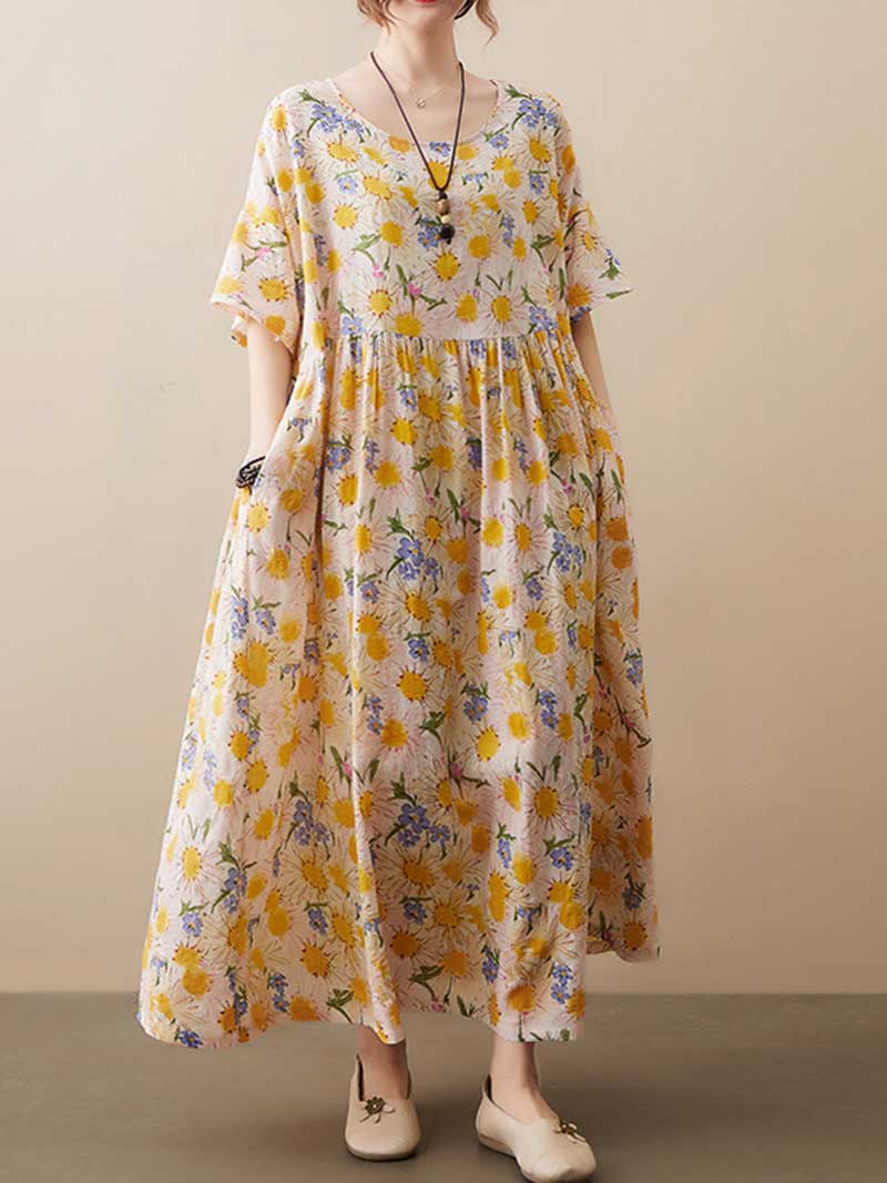 Goddess You Floral Printed Smock Dress