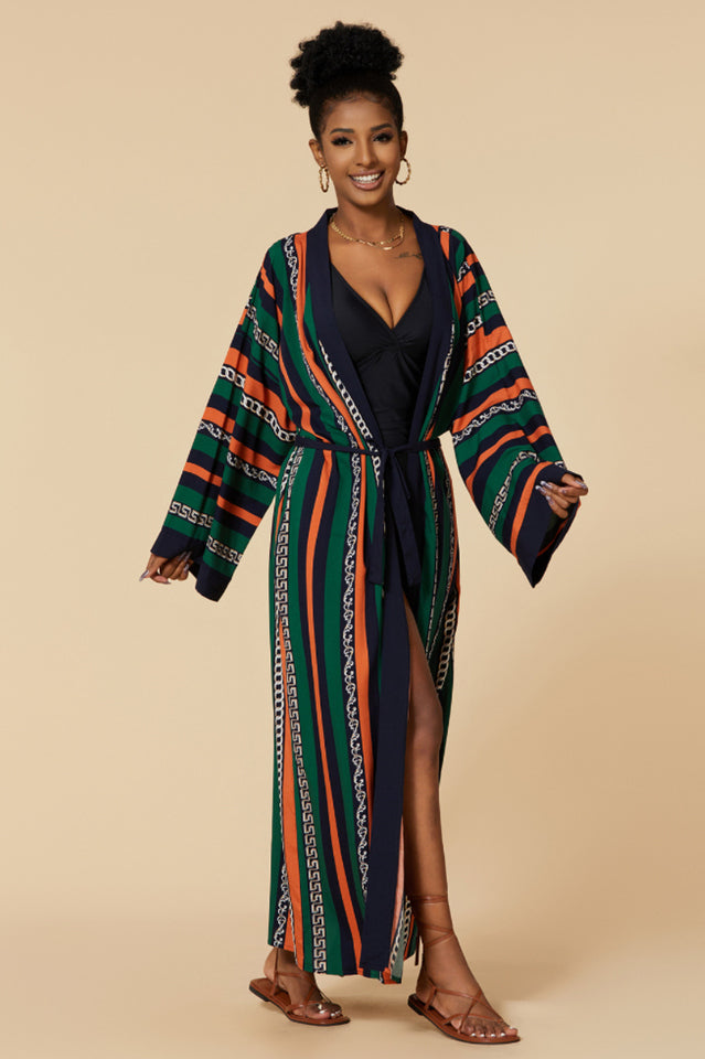 Print Belted Kimono Dress