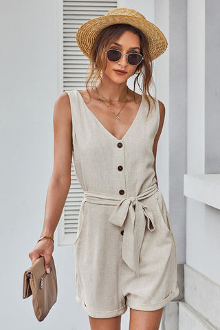 Front Tie Knot Solid Romper