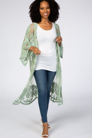 Hollow Out Lace Kimono Cover Up