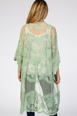 Hollow Out Lace Kimono Cover Up