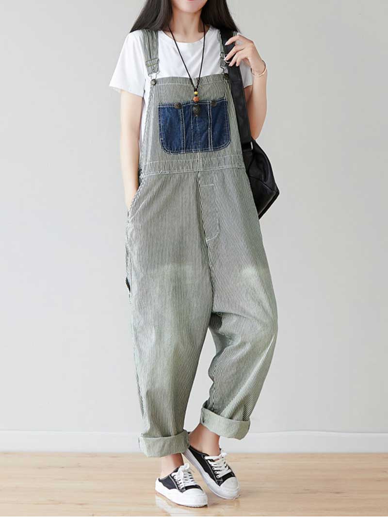 Keep Your Eyes Patch Denim Overall Dungarees