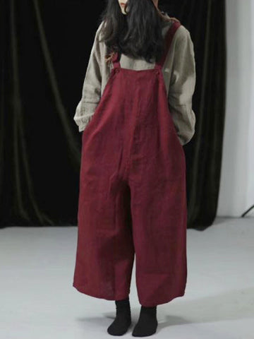 Jewel Cotton Wide-Legged Overall Dungarees(USA ONLY)