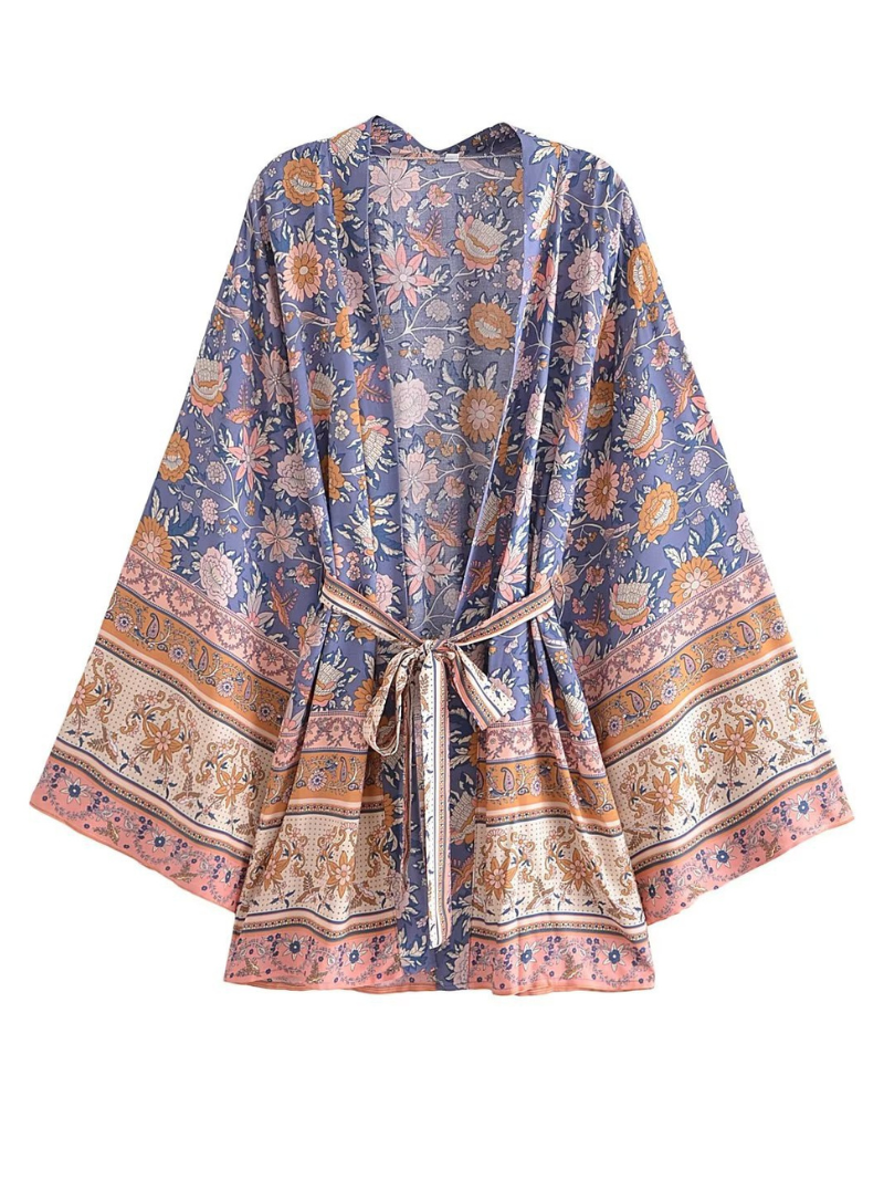 Just My Type Cotton Floral Short Kimono Jacket