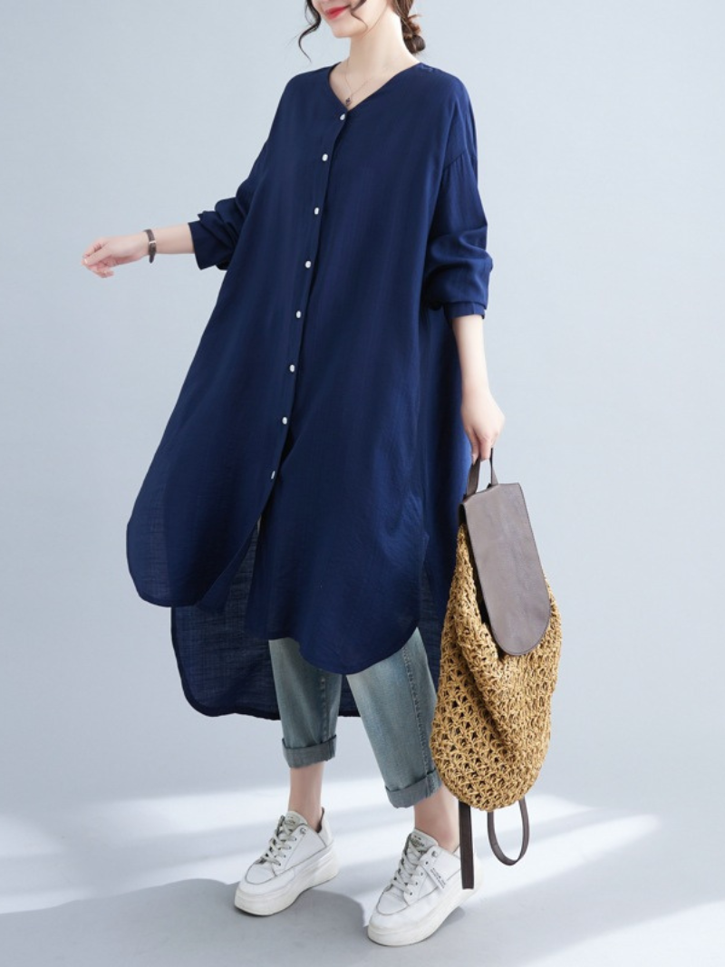 Just My Style Round Neck Shirt Dress