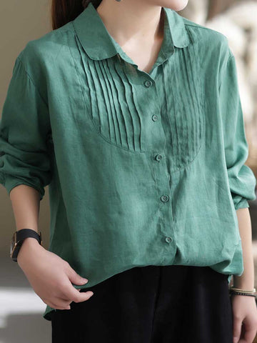 Give Me Reason Pleated Linen Shirt Top