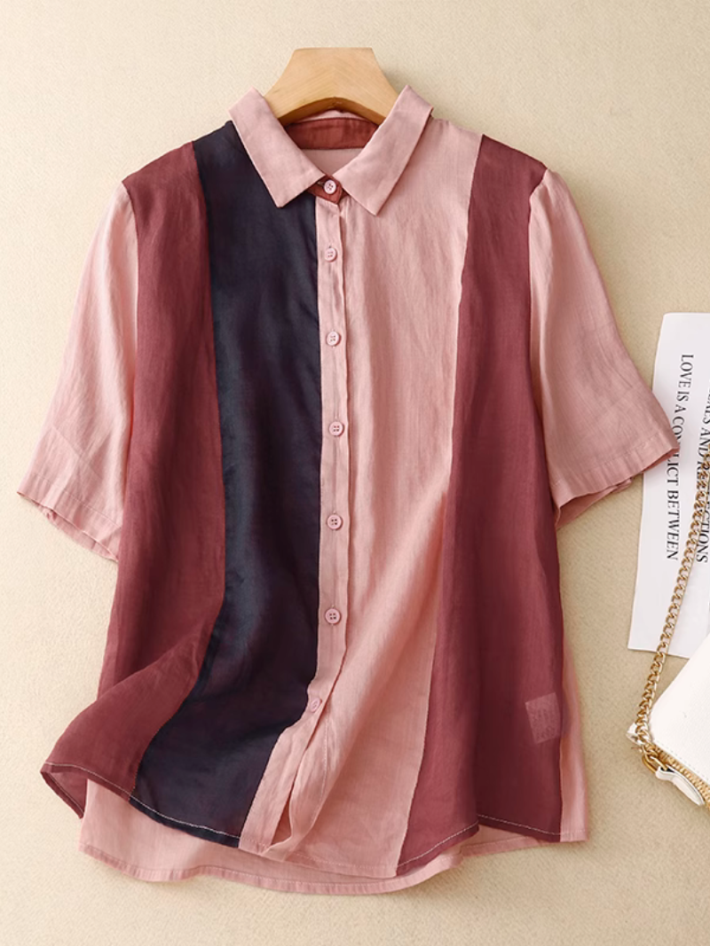 Everday Short-Sleeve Button-Up Shirt top