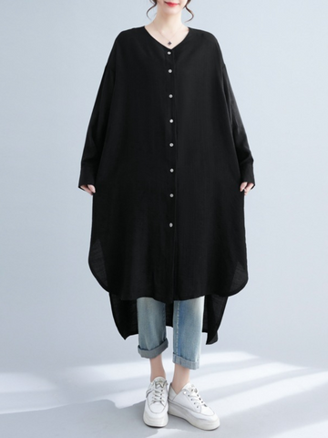 Just My Style Round Neck Shirt Dress