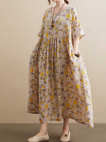 Get Some Comfort Floral Printed Smock Dress